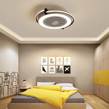 梵帝登 后现代简约北欧隐形吊顶儿童房电灯风扇灯餐厅灯具带灯吊扇灯卧室书房间电扇吊灯带风扇一体吸顶灯饰 56W-55*55*20 /8-15㎡ 智能遥控-无极调光-三档风速-手机APP控制