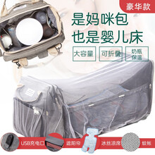 妈咪包2021多功能大容量背奶包妈妈包萌兔王子时尚双肩孕妇外出母婴背包 高配灰色+凉席+蚊帐