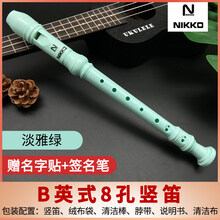 NIKKO高音竖笛德式八孔儿童笛子乐器学生成人竹初学入门哨笛 英式8孔淡雅绿+绒布袋+清洁棒+脖绳+吹奏说明+清