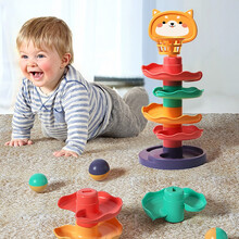 儿童益智趣味轨道转转乐叠叠滚滚球滑球塔婴儿早教宝宝1-3岁2玩具 【更好玩】五层转转乐+2个沙沙球【轨道颜色随机】