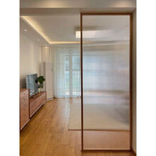简弋/日式极窄边框实木长虹玻璃屏风隔断原木风北欧入户玄关定做 北美FAS级原木边框+长虹玻璃 整装