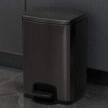 玫沃宝Mavobo不锈钢垃圾桶带盖家用客厅轻奢大容量大号卫生间办公室酒店商用厨房静音脚踏式 12L 黑金 GPX-218H