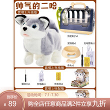 电动毛绒玩具狗狗会唱歌会叫动物有声会动仿真走路小狗婴儿男女孩 哈士奇(二哈呆萌) 标配版【2个5号电池+螺丝刀】