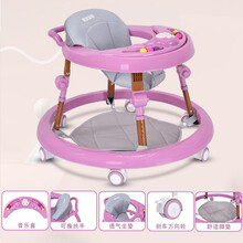 婴儿学步车防o型腿防侧翻6-18个月男女宝宝小孩幼儿童起步学行车生日礼物抖音网红生日礼物 玫红+刹车轮+音乐送脚垫