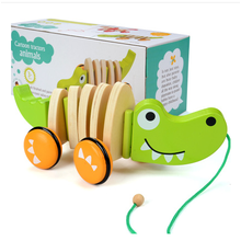 拖拉学步玩具拉车婴幼儿童手推车手拉绳拉线玩具车1-3岁宝宝玩具 鳄鱼拉车