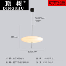 顶树轻奢品牌设计师餐厅灯丹麦吊灯飞碟灯北欧现代艺术复古书房卧室吊灯 白色款-暖光