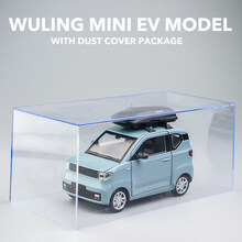 宏光MINI合金车模EV儿童礼物玩具车仿真汽车模型迷你金属汽车摆件 宏光MINI EV 蓝色+防尘罩(不带底座)