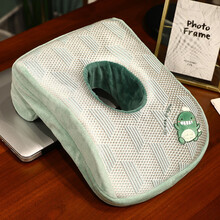 达克鸭夏季冰藤午休枕透气趴睡枕学生儿童桌上冰丝办公室午睡神器靠枕 呆呆绿恐龙记忆棉D 31x23cm【藤席款】