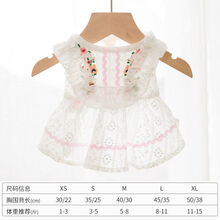 可爱小狗狗衣服春秋薄款夏季公主小型犬泰迪宠物博美猫咪背心裙子 白色蕾丝裙 M(建议体重5-8斤)