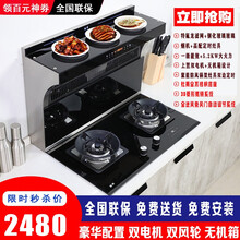 逸帝800mm无机箱双电机集成灶分体式集成灶侧吸下排式油烟机自动清洗烟灶套装双电磁炉 油烟机+高配定时猛火灶 天然气