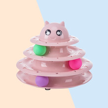 汪老二和喵小三 猫咪玩具球三层猫转盘宠物幼猫逗猫玩具猫抓板耐爪玩具 颜色随机