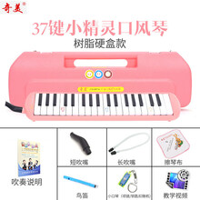 奇美口风琴32键37键学生用课堂教学安喆小状元成人初学者儿童 37键粉色 小精灵【树脂硬包】
