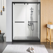瑝玛（WOMA）淋浴房整体浴房厨房卫浴一字型浴室门卫生间玻璃隔断浴屏钢化玻璃隔断门沐浴房YW013 哑光黑/每平方米（304不锈钢）