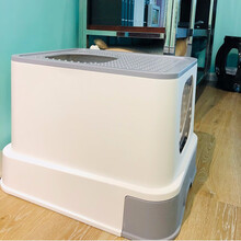 华元猫砂盆全封闭式超特大号抽屉顶入式猫砂盆防臭防外溅抽屉式猫厕所 抽屉式绅士灰-颂猫砂铲