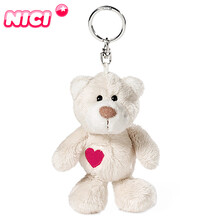 德国NICI爱心小熊公仔钥匙扣情侣公仔包包挂件少女钥匙扣毛绒玩具小礼品 爱心熊钥匙扣(白色) 10cm