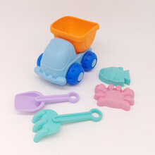 儿童沙滩玩具车套装决明子挖沙铲子桶玩沙工具大号宝宝男女孩套装 软胶小车套装蓝色