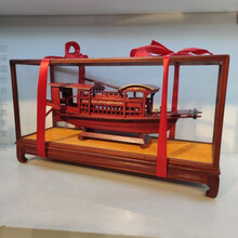 嘉兴红船模型 纪念品南湖红船模型嘉兴红船手工艺木船纪念船木船迷你船模型礼品 28型红木玻璃罩