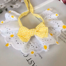 【当天发货】猫咪口水巾猫咪围脖宠物饰品项圈蝴蝶结领结口水巾狗狗围嘴猫饰品 浅黄 M-小型【适合5-12斤】