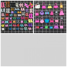 芭比娃娃鞋子套装包衣服配饰婚纱裙儿童玩具公主洋娃娃女孩水晶鞋 10双鞋子+5个包包+运动鞋