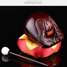 木鱼法器实木一套佛教用品念经木鱼木雕摆件礼佛香樟木实木木鱼 6寸(暗红色贵柚木)