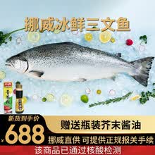 掌鲜生活 挪威新鲜冰鲜三文鱼整条10-12斤\/条盒装冰鲜整条三文鱼排三文鱼鱼扒海鲜水产 健康轻食 整鱼10-12斤【默认分切后发出】