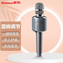 新科（Shinco)儿童话筒手机K歌无线蓝牙麦克风全民唱歌神器掌上ktv卡拉ok音响一体套装K歌宝 D20双麦对唱K歌麦克风 灰