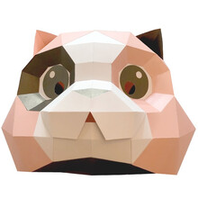 创意熊猫头套动物纸模DIY材料派对化妆舞会面具儿童表演出道具 可爱猫（免裁版，需简单制作）