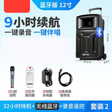 先科A60广场舞音响户外拉杆12吋便携式移动大功率播放器带无线话筒室外K歌家用蓝牙重低音炮手提演出音 12寸蓝牙版【无线话筒】+高低音调节
