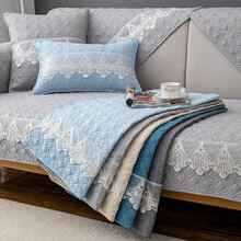 纽丝乐纯棉沙发垫套装欧式布艺定制实木组合皮沙发套罩巾全包四季通用坐垫子 幸运花-灰色【全棉】 70*70CM一片