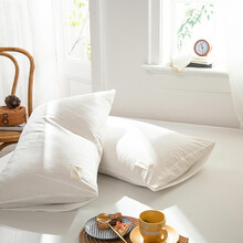 森斯莉雅家纺 色织全棉枕套单件纯棉枕头套一对装 白白白 48*74cm枕套一对