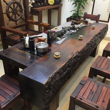 茶桌椅组合 老船木龙骨中式仿古茶台实木茶几功夫泡茶桌原生态家具 豹点 160桌+4靠背椅+船舵主人椅 配套以文字为主 整装
