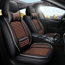 大众朗逸plus速腾polo汽车座套四季通用皮冰丝全包坐垫21款座椅套 豪华版-黑咖色 捷达桑塔纳朗逸凌度帕萨特迈腾速腾宝来高尔夫途观