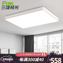 三雄极光 led客厅吸顶灯餐厅灯卧室灯白色铁艺镂空现代简约灯具 格瑞 长方-91x63cm-128W-三档调光