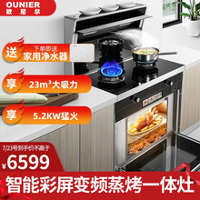 欧尼尔（OUNIER）集成灶蒸烤一体灶下排侧吸式变频电机环保家用自动清洗消毒带蒸箱烤箱头部加热一体机 彩屏蒸烤消款+变频电机+头部翻盖 液化气