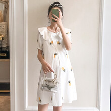 小兀 孕妇装夏装孕妇裙夏季夏天外穿孕妇连衣裙宽松大码孕妇裙子孕妈装 白色 M