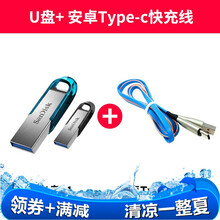 SanDisk闪迪U盘 高速USB3.0 CZ73 金属定制刻字创意车载优盘 商务办公u盘 U盘+TYPE-C快充线 256G