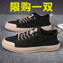 逐升鞋子男鞋夏秋季新款休闲鞋靴韩版潮流低帮透气帆布鞋学生百搭板鞋男士潮鞋小白鞋厚底运动老爹鞋 MD-H333黑色 41