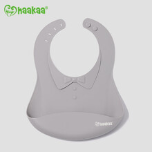 haakaa（哈咔）宝宝吃饭围兜硅胶婴儿围嘴饭兜防水超软口水兜儿童小孩防脏 银灰色
