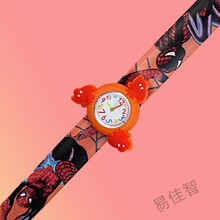 手表儿童男女孩卡通玩具迷你考试啪啪圈旋转幼儿园可爱礼物小手表 蜘蛛侠红色旋转款