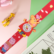 儿童手表玩具拍拍表圈生日礼品园卡通幼儿男女孩六一小猪佩奇 彩带大红