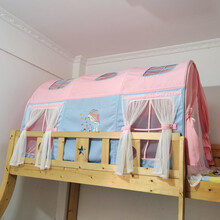 稚气熊 儿童床上帐篷公主床幔遮光防摔男孩女孩公主游戏屋分床神器婴儿 3节粉蓝色小姑娘