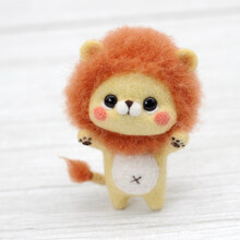 戳戳乐羊毛毡手工羊驼柴犬老虎浣熊考拉狮子钥匙扣礼物材料包 站立狮子