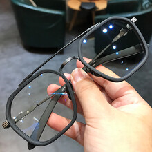 威斯贝斯 变色眼镜大脸黑框防蓝光防辐射护目近视眼镜大框男尅罗心可配度数潮流眼睛架 镜框+1.60变色灰【智能感光变色防蓝光镜片】