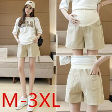 SC 孕妇休闲短裤 孕妇短裤夏季时尚孕妇裤子外穿春夏薄款休闲打底潮妈牛仔裤夏Y948 杏色 L