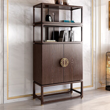 辰斯 新中式书柜博古架摆件藏宝置物古董实木架子百宝阁书架隔断小展示柜 书柜