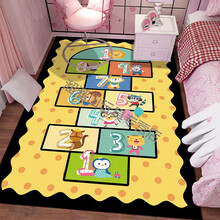 儿童房地毯家用客厅早教学习游戏爬爬垫婴儿爬行幼儿园地垫 动物跳房子 100*180cm(床边毯)