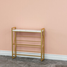 PCGAD 简易鞋架窄小门口薄宿舍收纳神器子多层省空间经济家用室内好看 金色长60*宽17*高62cm三层