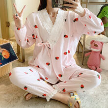 风海有夏月子服夏季薄款纱布棉哺乳孕妇睡衣产后喂奶3月份4春秋天56 AB1002和服粉草莓纱布 XXL码【150-180斤】