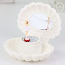 音乐盒八音盒女旋转木马跳舞芭蕾女孩公主玩具水晶球儿童生日礼物 标配-白色贝壳音乐盒 有灯光无饰品