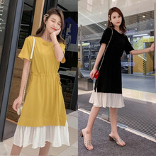 郁彼 孕妇装夏装孕妇裙夏季夏天外穿孕妇连衣裙宽松大码孕妇裙子孕妈装 黄色 M